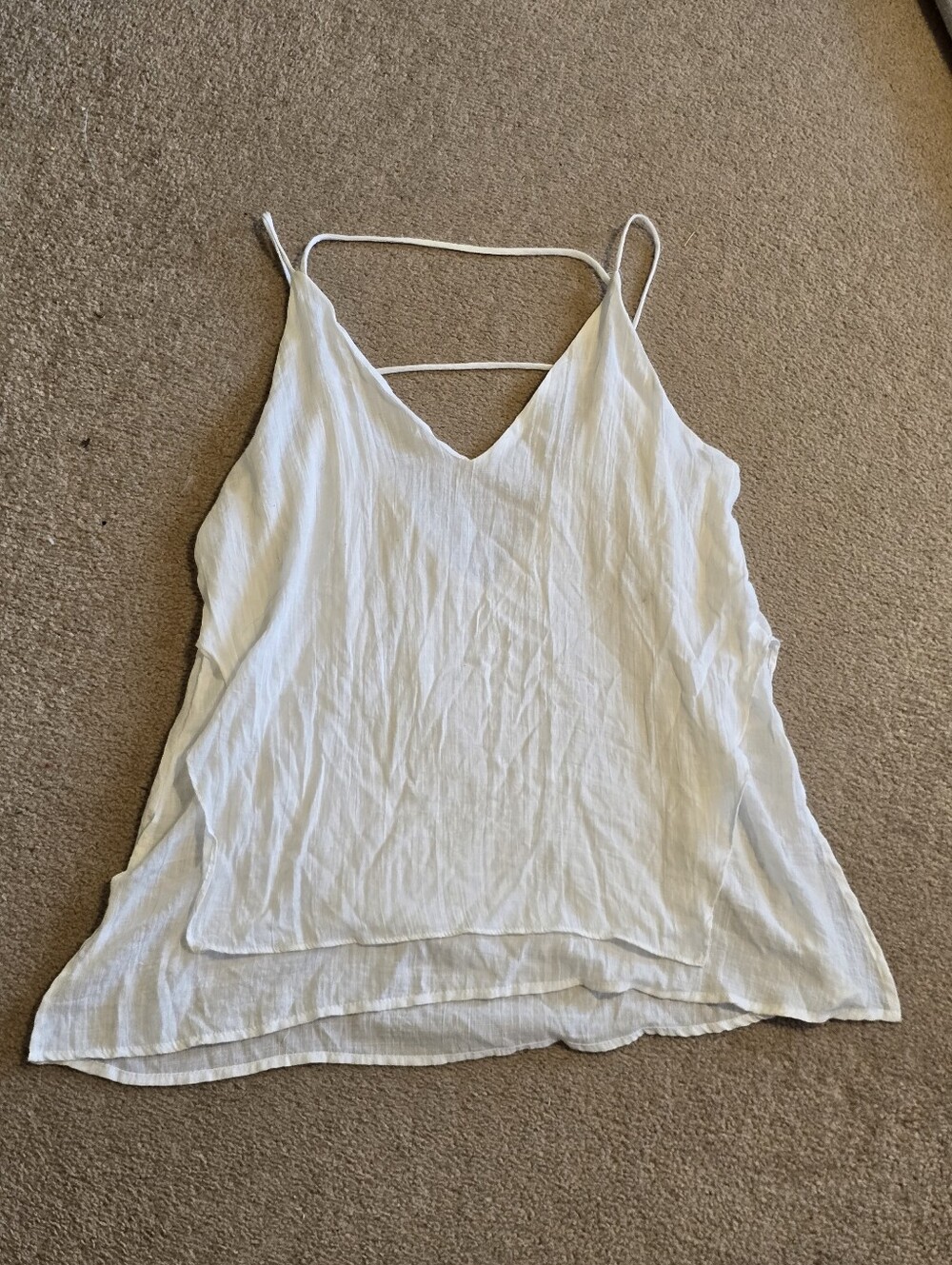 Women's White V-Neck Double-Strap Camisole